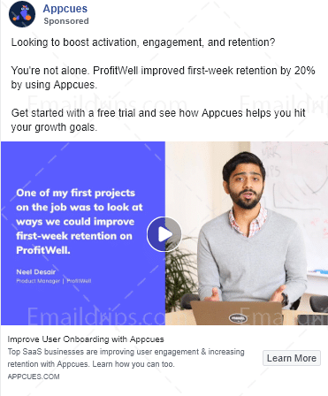 Appcues - Facebook Video Ad 1 - Free Trial (Retargeting)