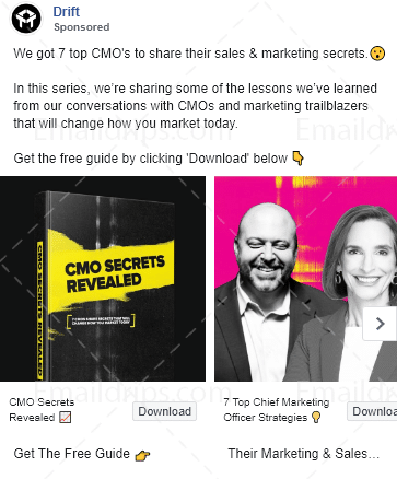 Drift - CMO Secrets Revealed - Facebook Carousel Ad