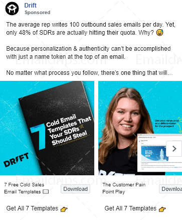 Drift - Cold Email Templates - Facebook Carousel Ad