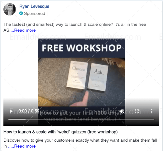 Ryan Levesque - ASK Method Product Launch Workshop - FB Video Ad 2