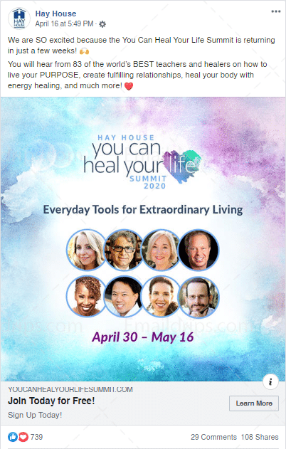 Hay House - You Can Heal Your Life Virtual Simmit - Facebook Image Ad