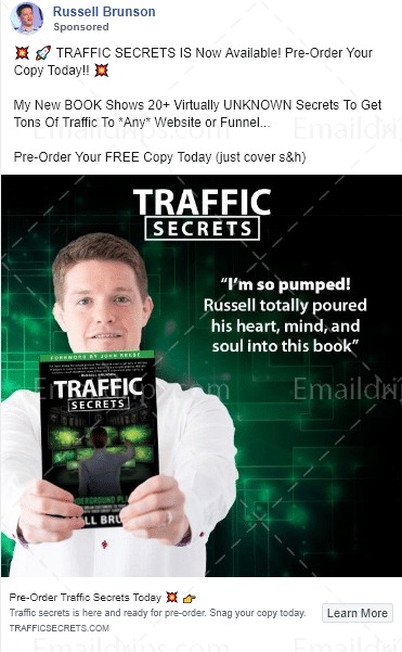 Russell Brunson Clickfunnels - Traffic Secrets Book - Facebook Image Ad 1