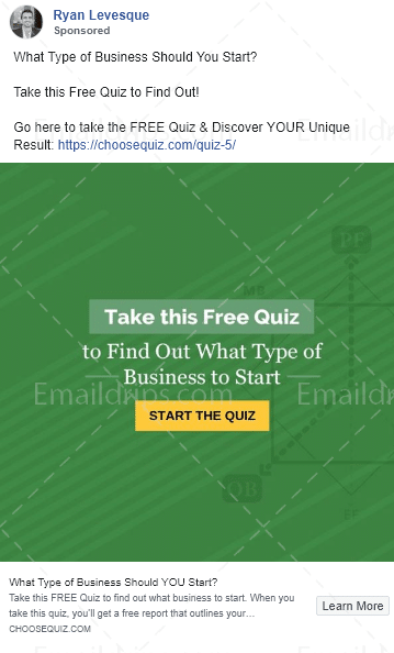 Ryan Levesque- Quiz Entrepreneur Type - Choose Book - Facebook Image Ad