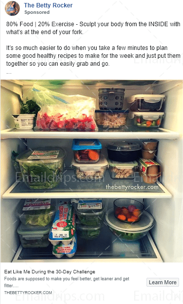 The Betty Rocker - 30 Day Challenge Mealplan - Facebook Image Ad 1