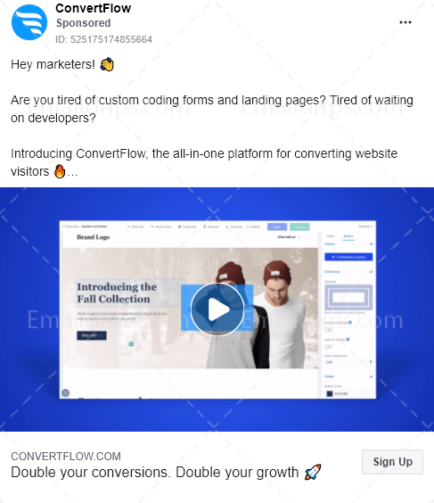 Convertflow - Free trial - Facebook Ad