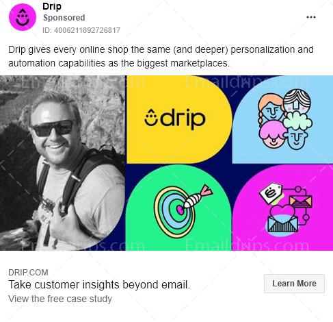 Drip - Case studiy - how jordan mccormick increased sales after switching from mailchimp drip - Facebook Ad