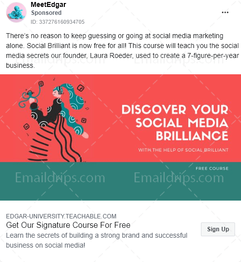 MeetEdgar - Free course - Social Brilliant - Facebook Ad