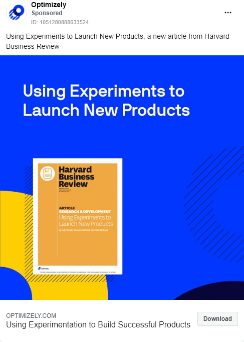 Optimizely - Gated Article - using experiments launch new products - Facebook Ad