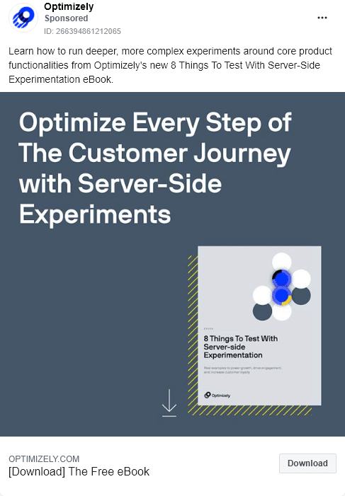 Optimizely - Ebook - 8 things to test with server side experimentation - Facebook Ad