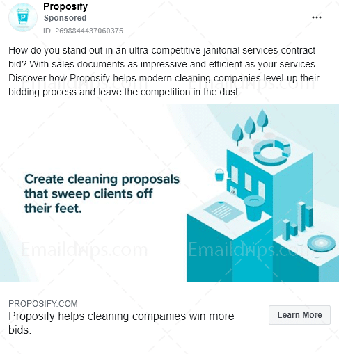 Proposify - Free trial - Cleaning businesses - Facebook Ad