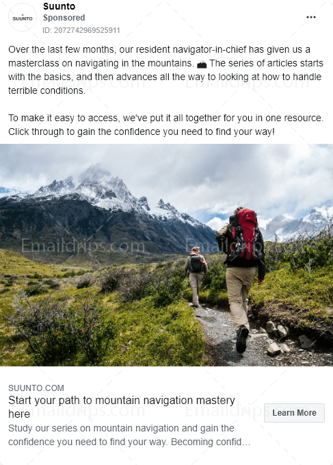 Suunto - Ecommerce content - mountain navigation - Facebook Ad