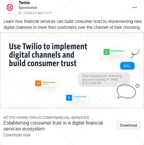 Twilio - Ebook - consumer trust financial services - Facebook Ad